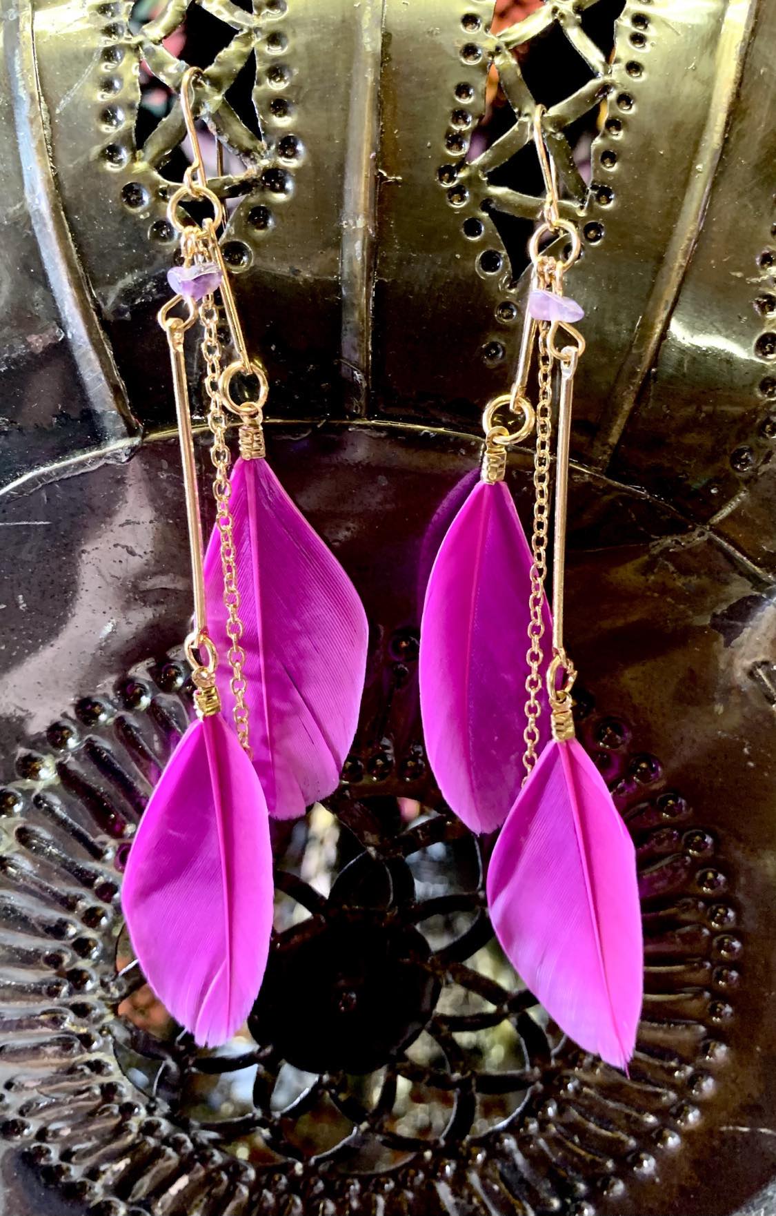 Double Feather Drop Earings