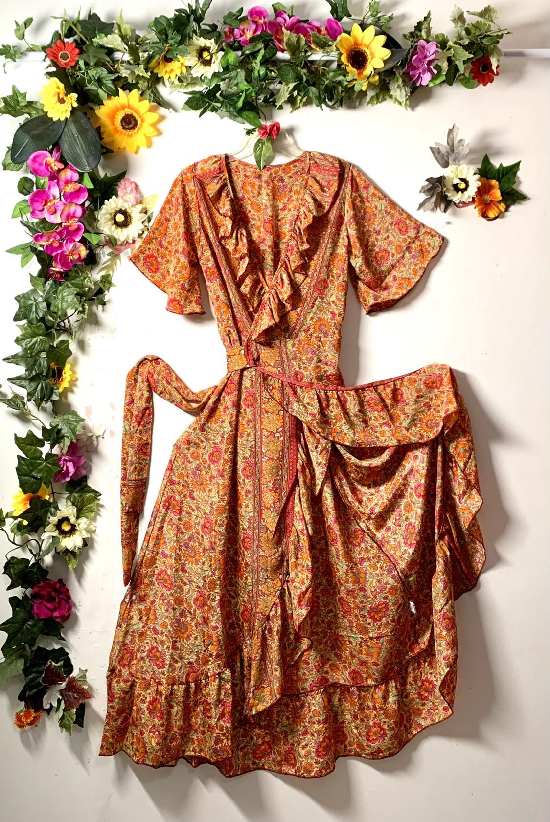 Sunmoon Silk Spanish Wrap Dress