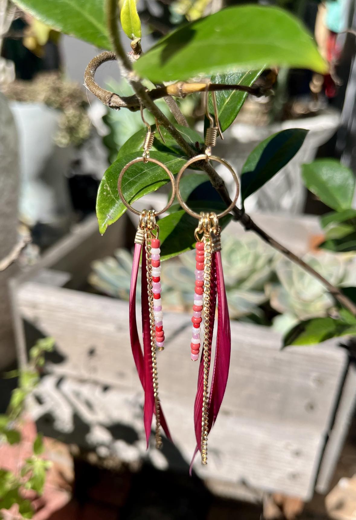 Feather Tail Hoop Earings