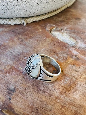 Silver Stone Shield Ring