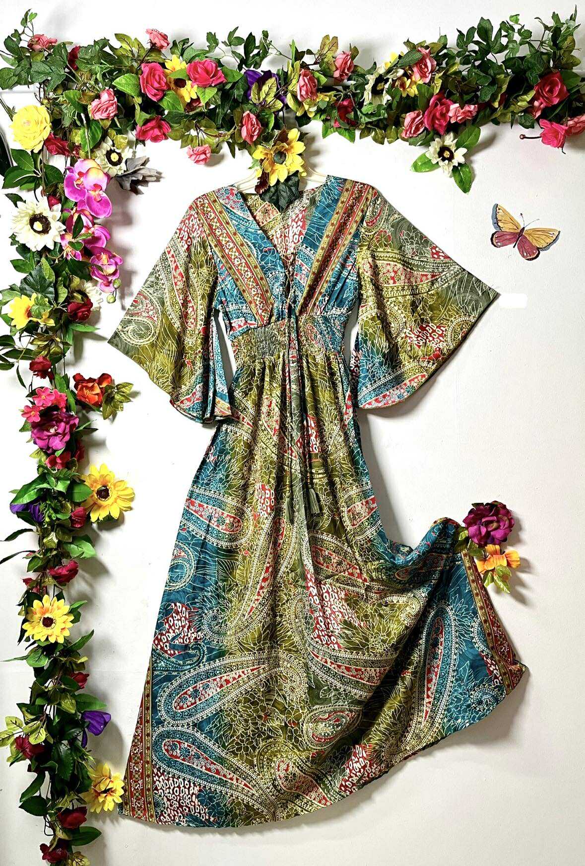 Silk Falka Lace-Up Maxi Dress