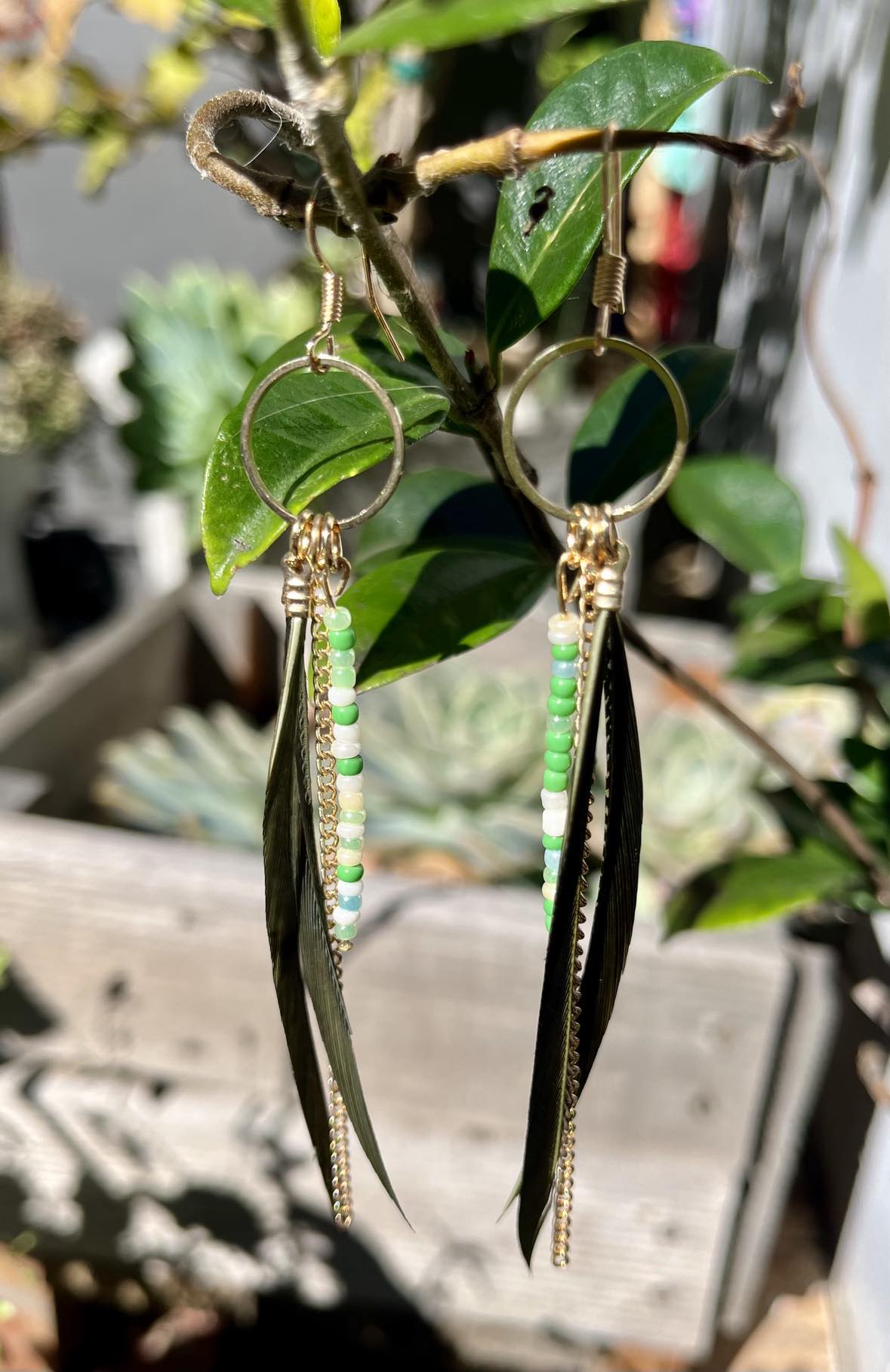 Feather Tail Hoop Earings
