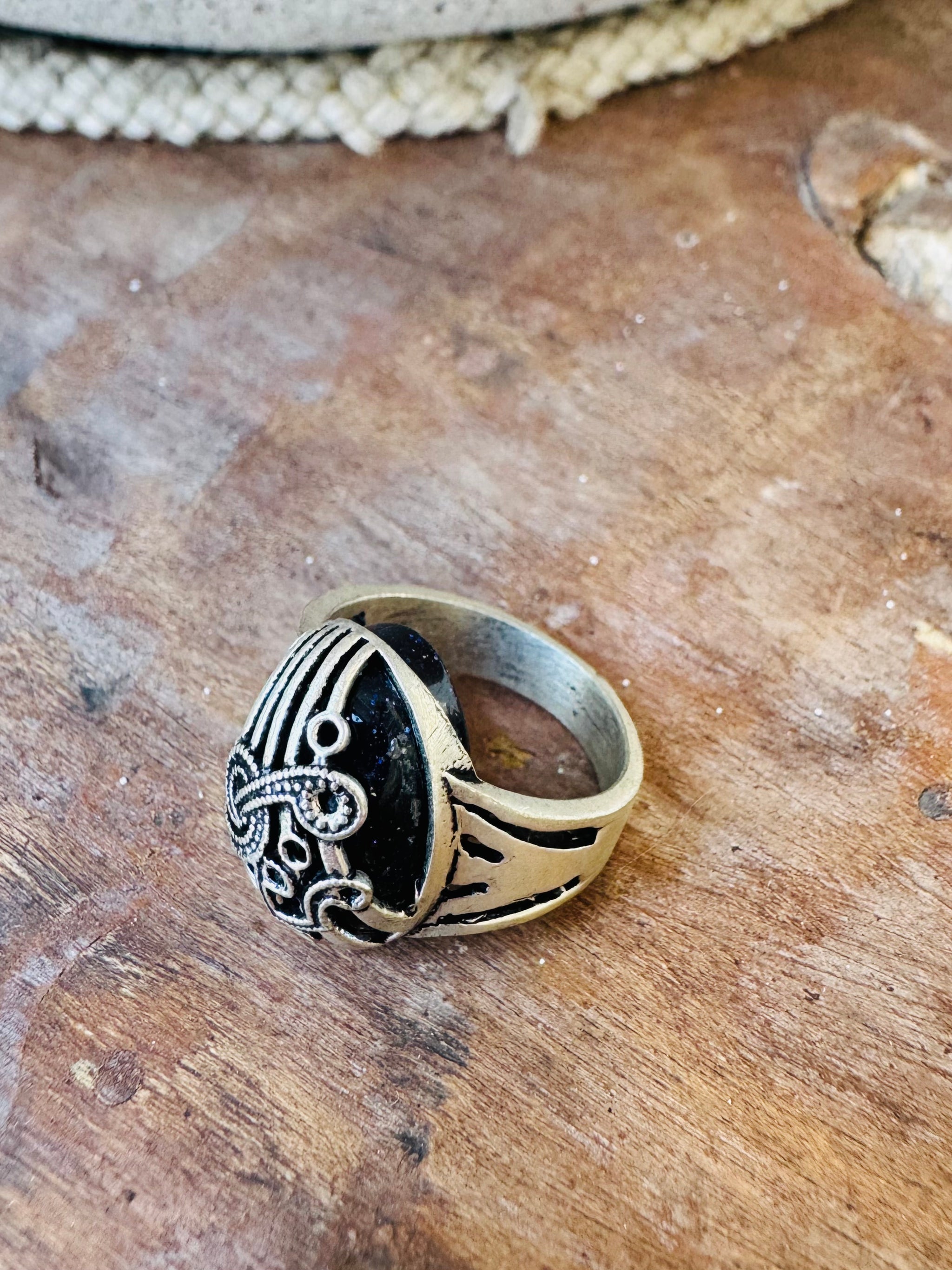 Silver Stone Shield Ring