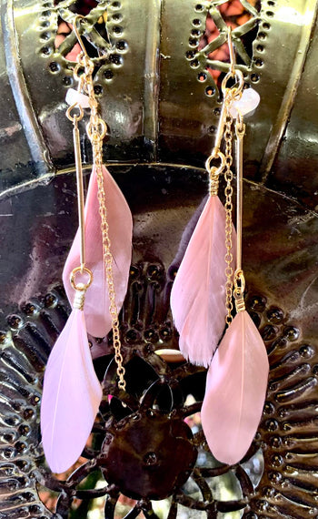 Double Feather Chain Earings