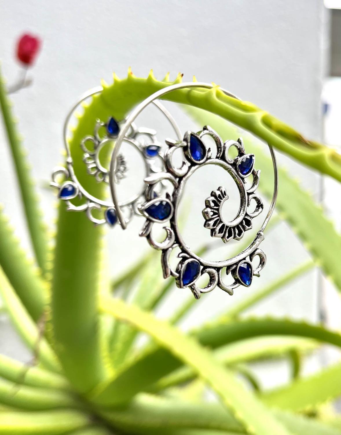 Peacock Gemstone Slide-Through Earings