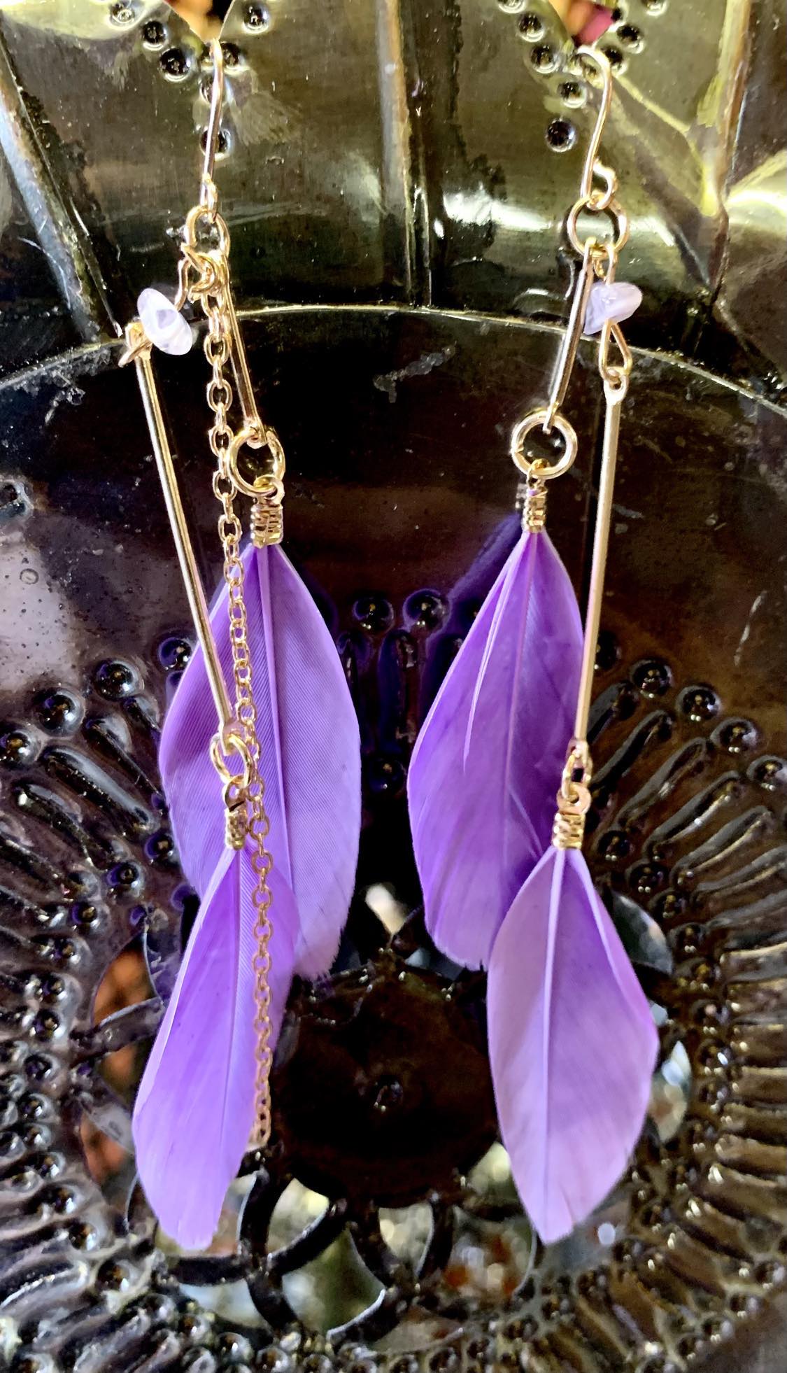Double Feather Drop Earings