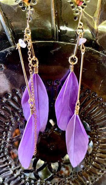 Double Feather Chain Earings