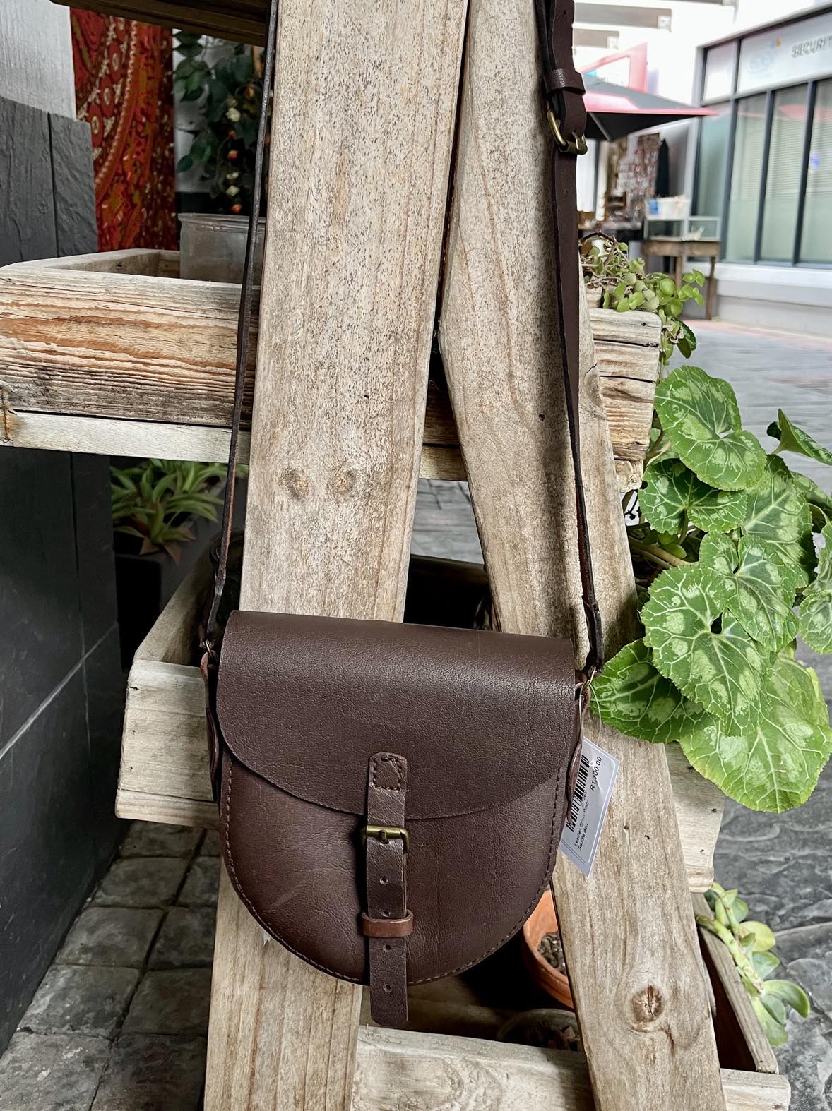 Leather Cross-Body Saddle Bag