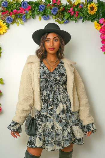 Silk Long-Sleeve Mini Cholli Dress