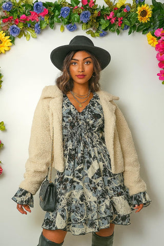 Silk Long-Sleeve Mini Cholli Dress