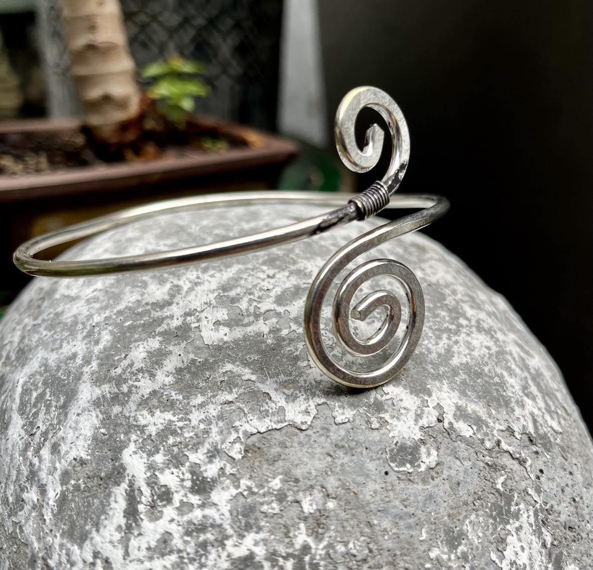 Silver Arm Bangle Swirl