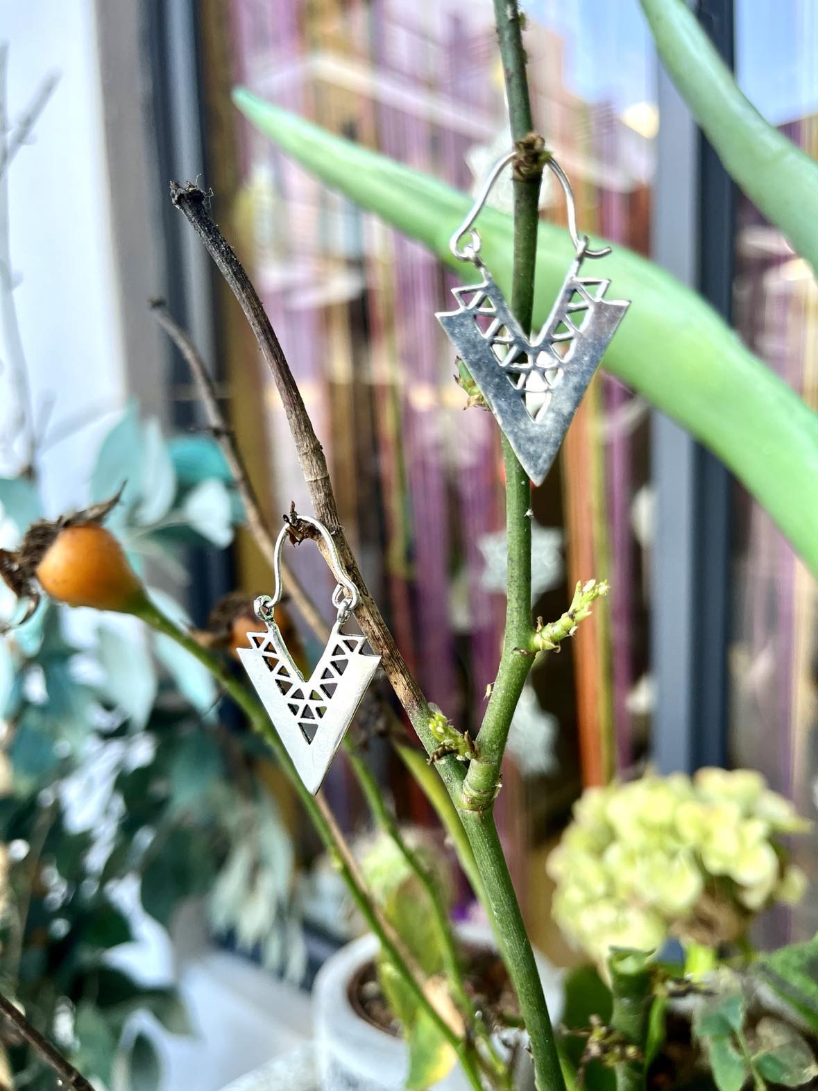 Silver Pyramid Earings