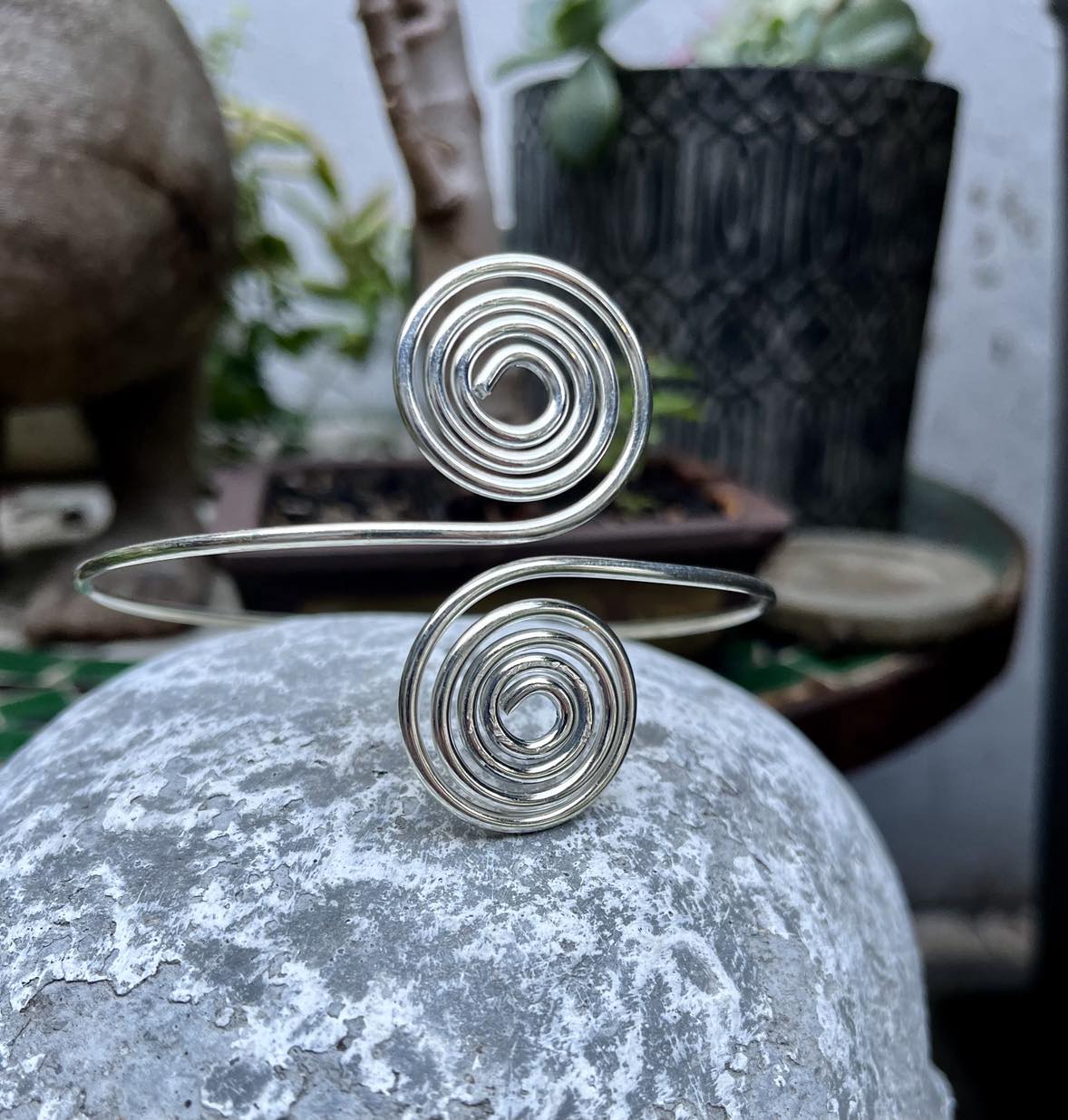 Silver Spiral Arm Bangle