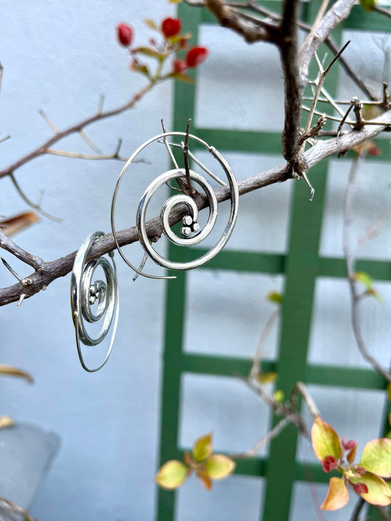 Silver Spiral Slide-Through Earings