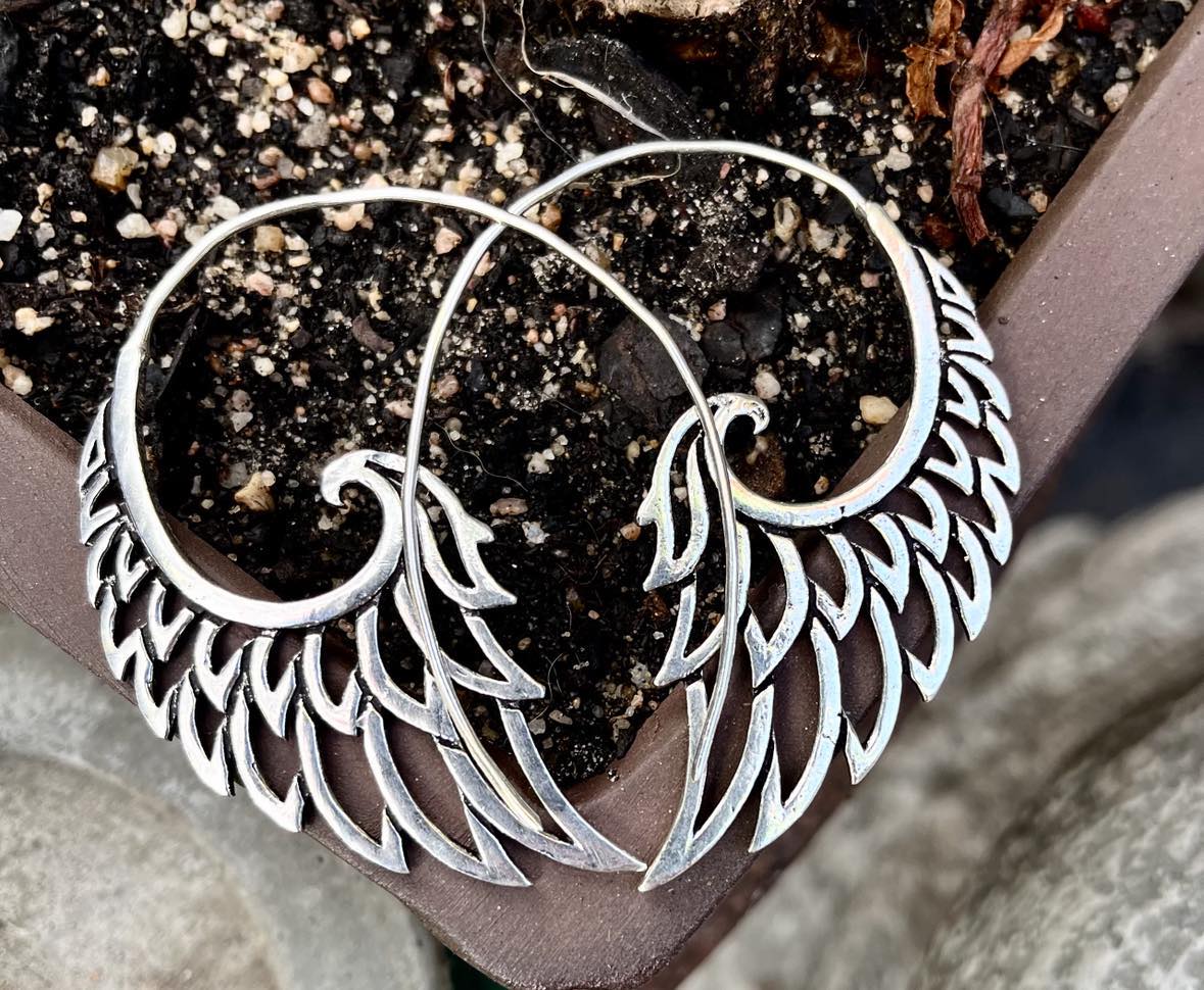 Silver Wing Slide-Through Earings