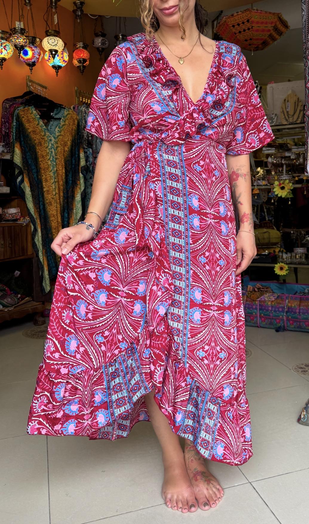 Sunmoon Silk Spanish Wrap Dress