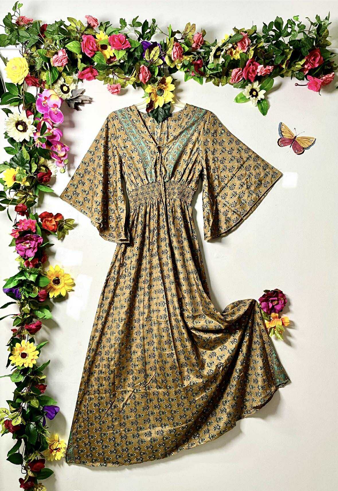 Silk Falka Lace-Up Maxi Dress