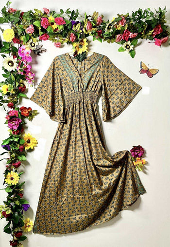 Silk Falka Lace-Up Maxi Dress