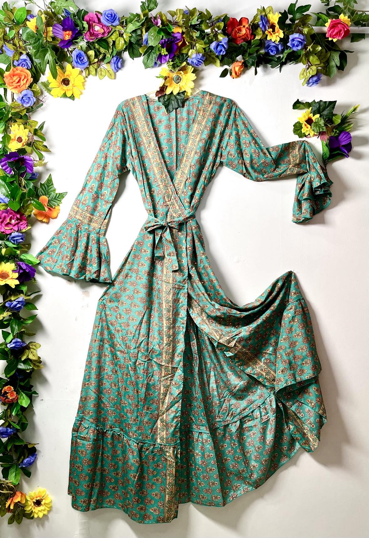 Silk Goddess Long-Sleeve Wrap Dress Habiba Boho Boutique Silk Goddess Long-Sleeve Wrap Dress Habiba Boho Boutique