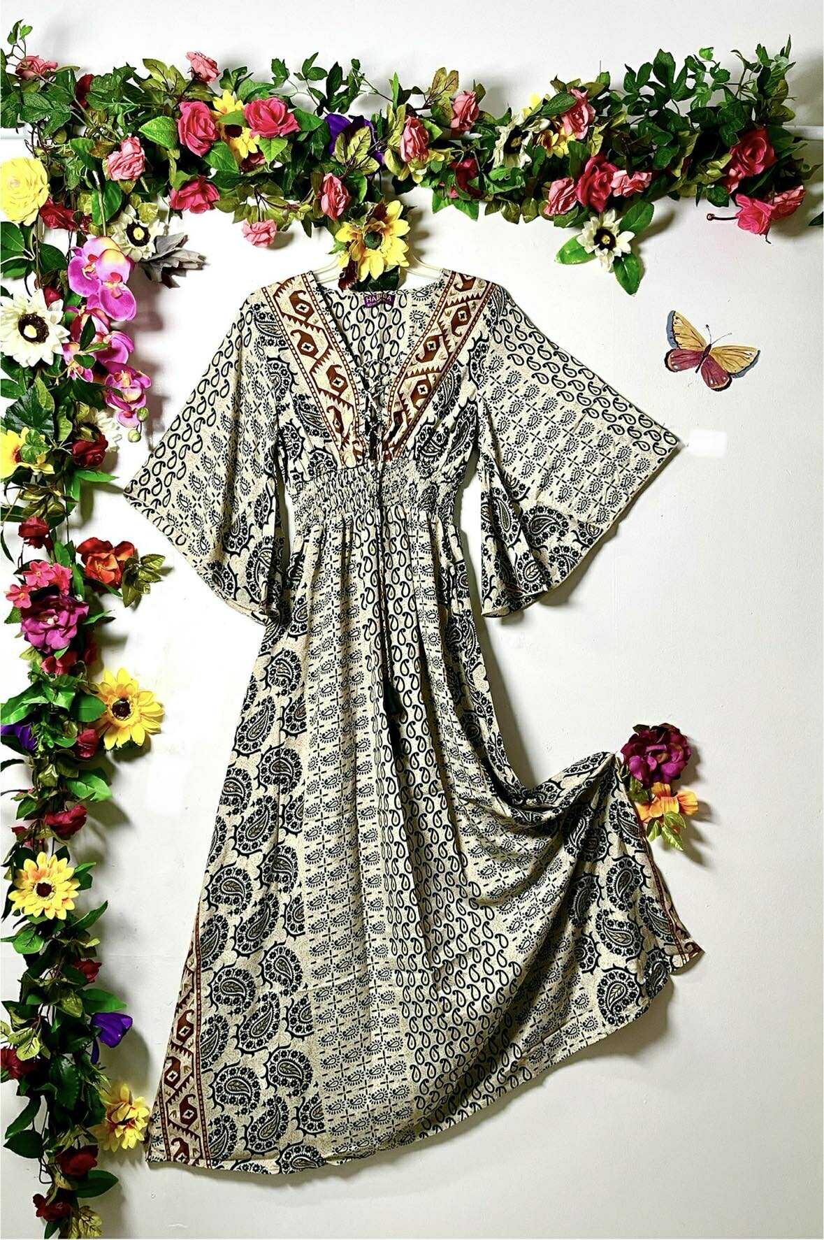 Silk Falka Lace-Up Maxi Dress
