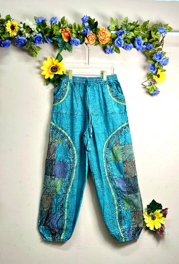 Indie Stone-Washed Patchwork Pants