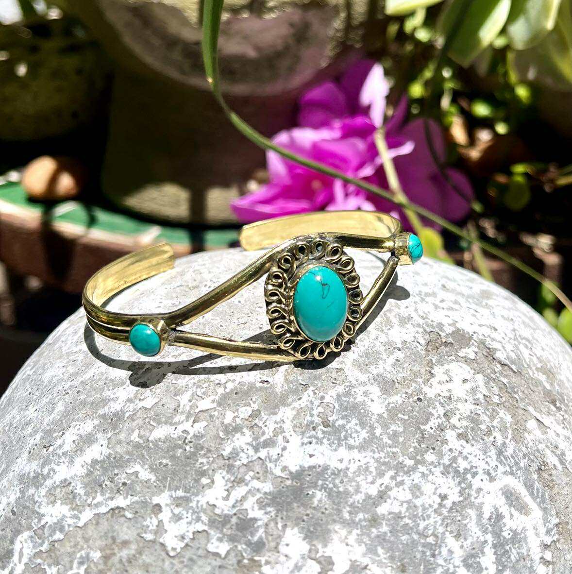 Brass Orbit Gem Bangles