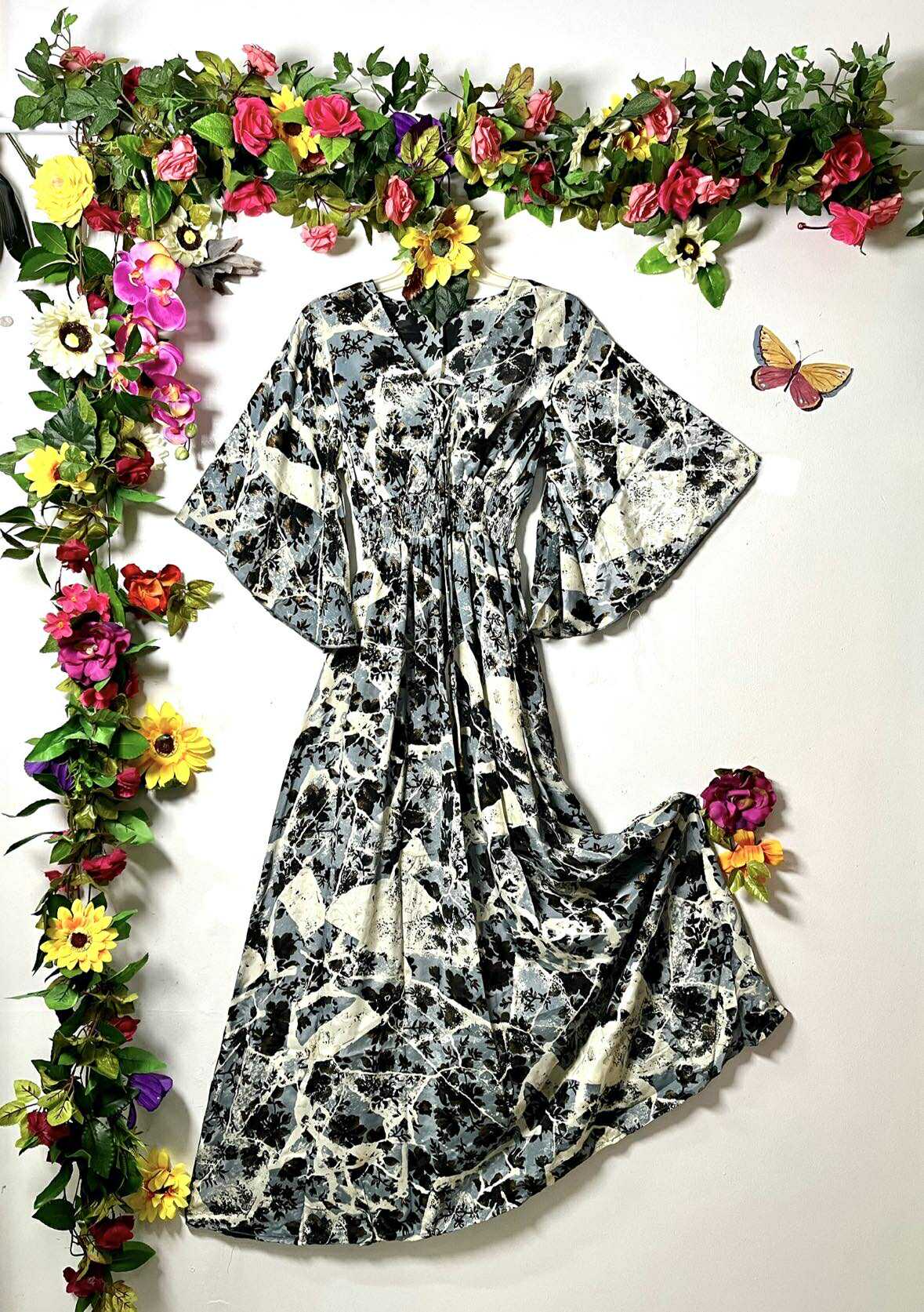 Silk Falka Lace-Up Maxi Dress