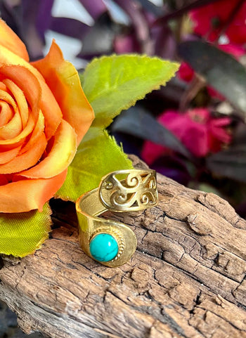 Brass Gemstone Twist Ring
