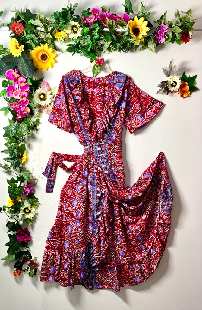 Sunmoon Silk Spanish Wrap Dress
