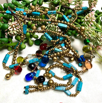 Glass Anklet Turquoise Long