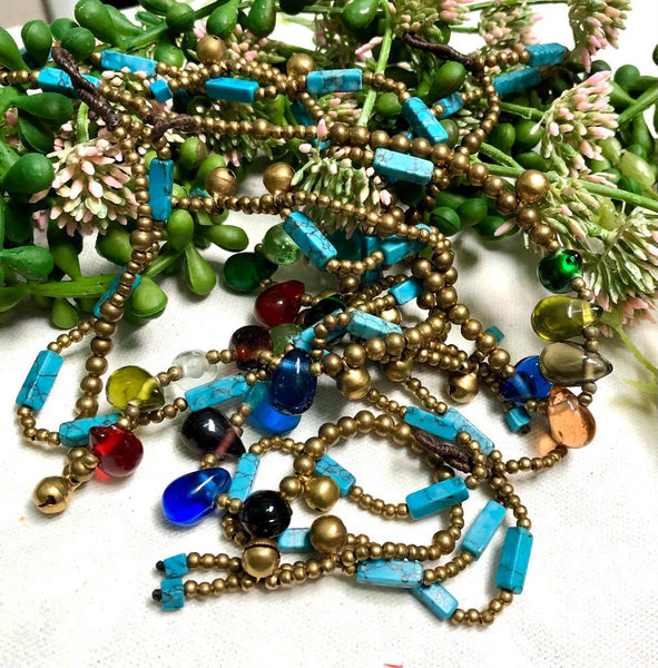 Glass Anklet Turquoise Long