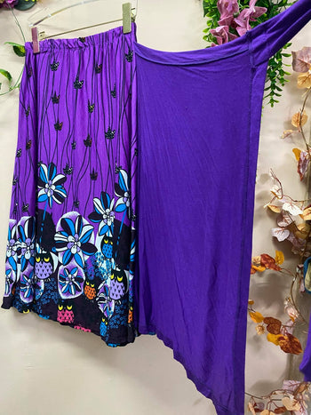 Stretch Cotton Wrap Skirt Purple
