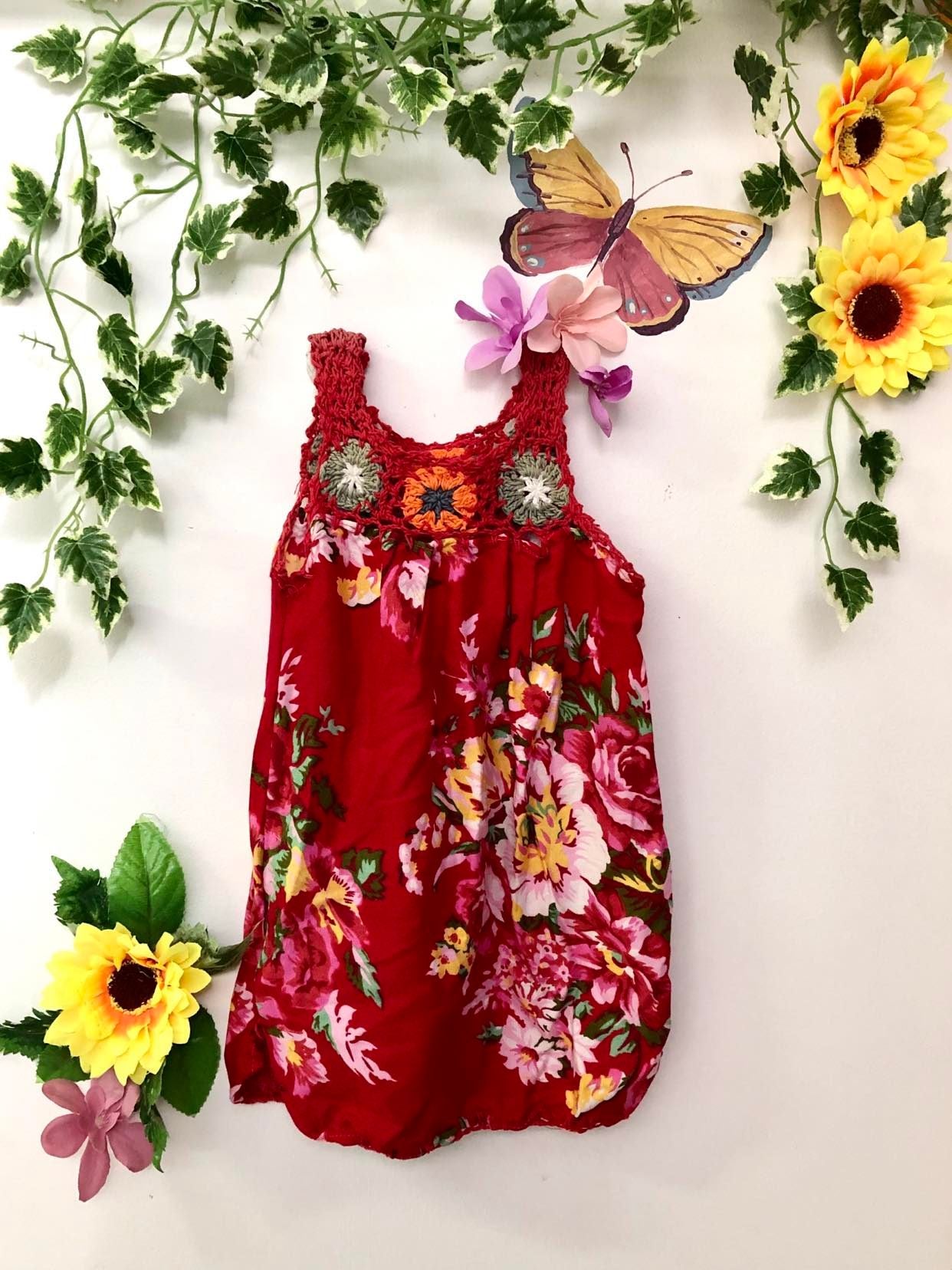 Red Crochet Cotton Dress