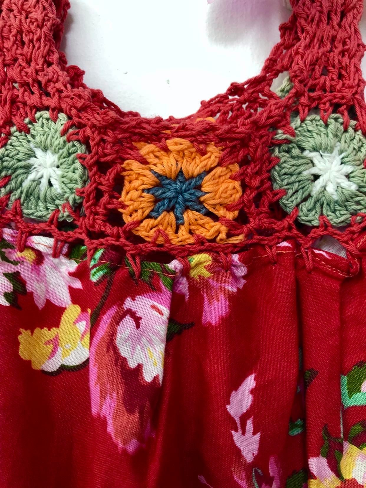 Red Crochet Cotton Dress