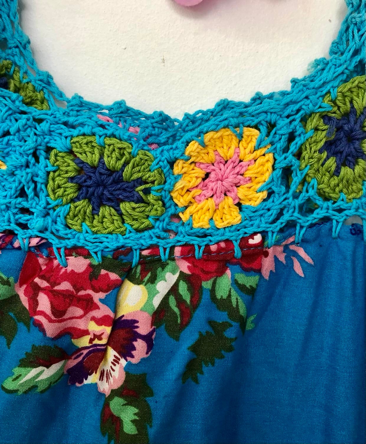 Turquoise Crochet Cotton Dress