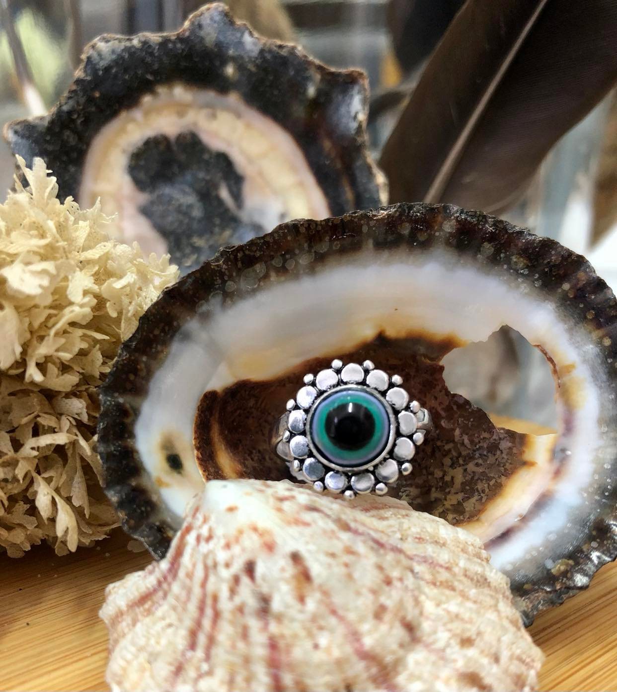Flower Evil Eye Ring