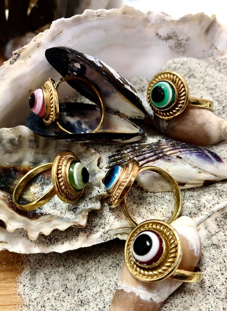 Round Evil-Eye Ring Brass