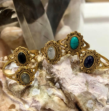 Ornate Oval Brass Gypsy Ring