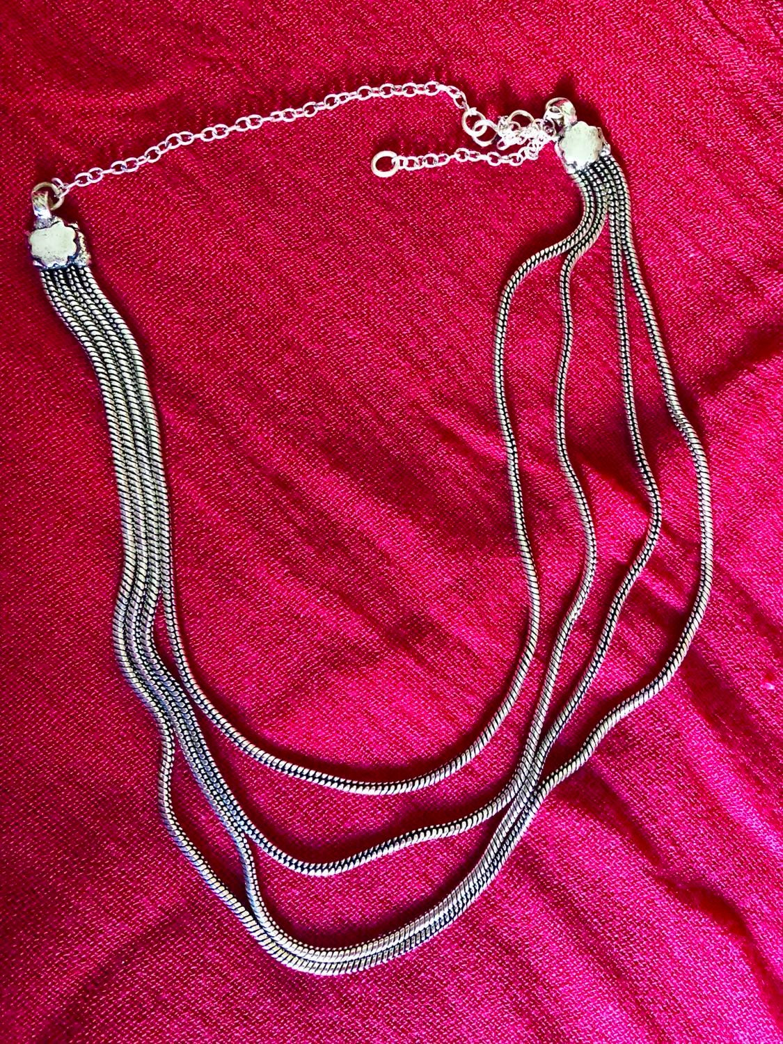 4-Strand Rope Necklace Silver