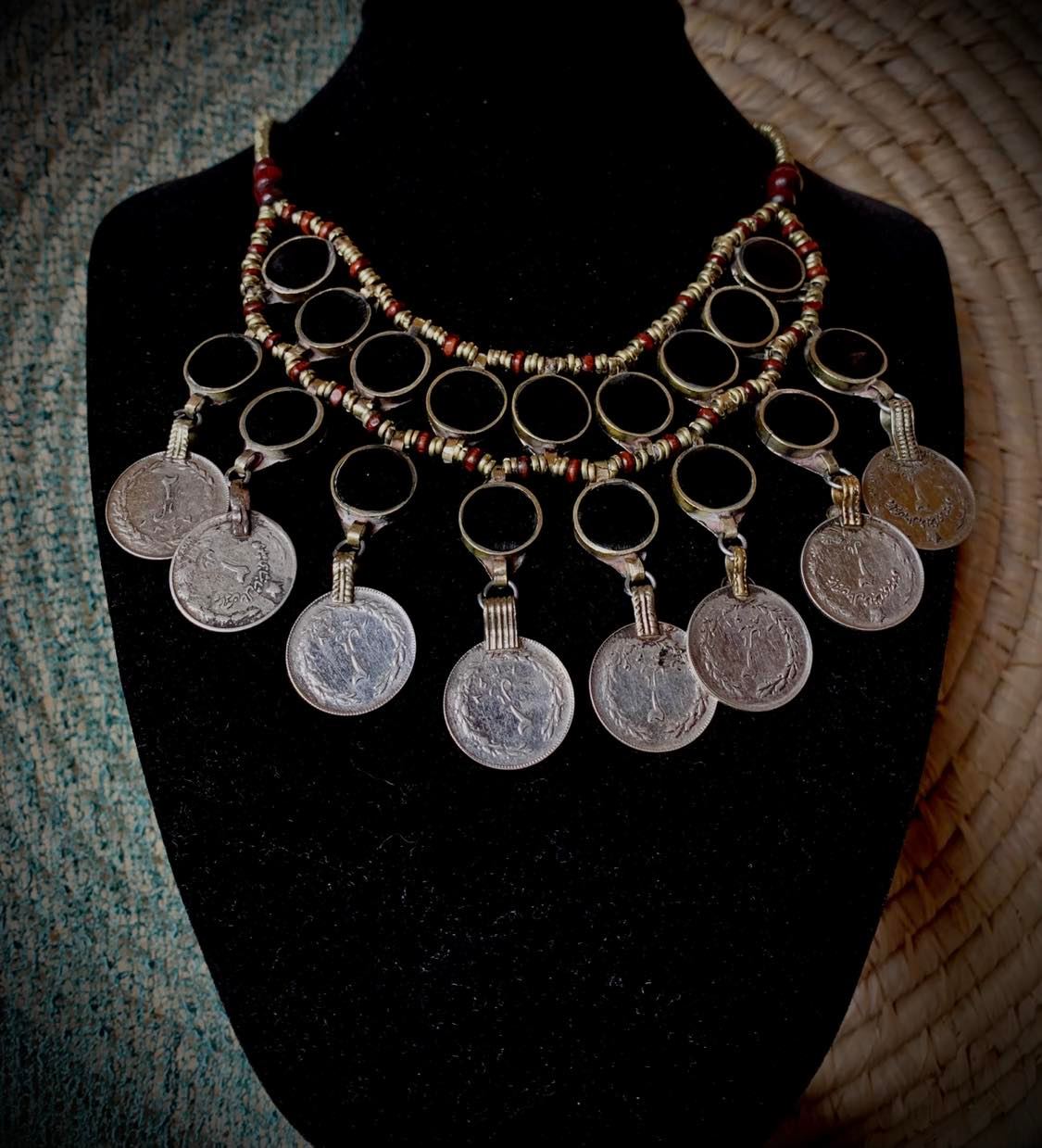 Afghan Double Layer With Coins Necklace