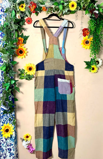 Patch Stonewash Dungarees SMALL