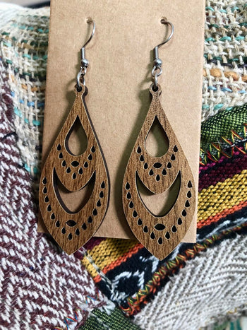 Walnut Earings Raindrop